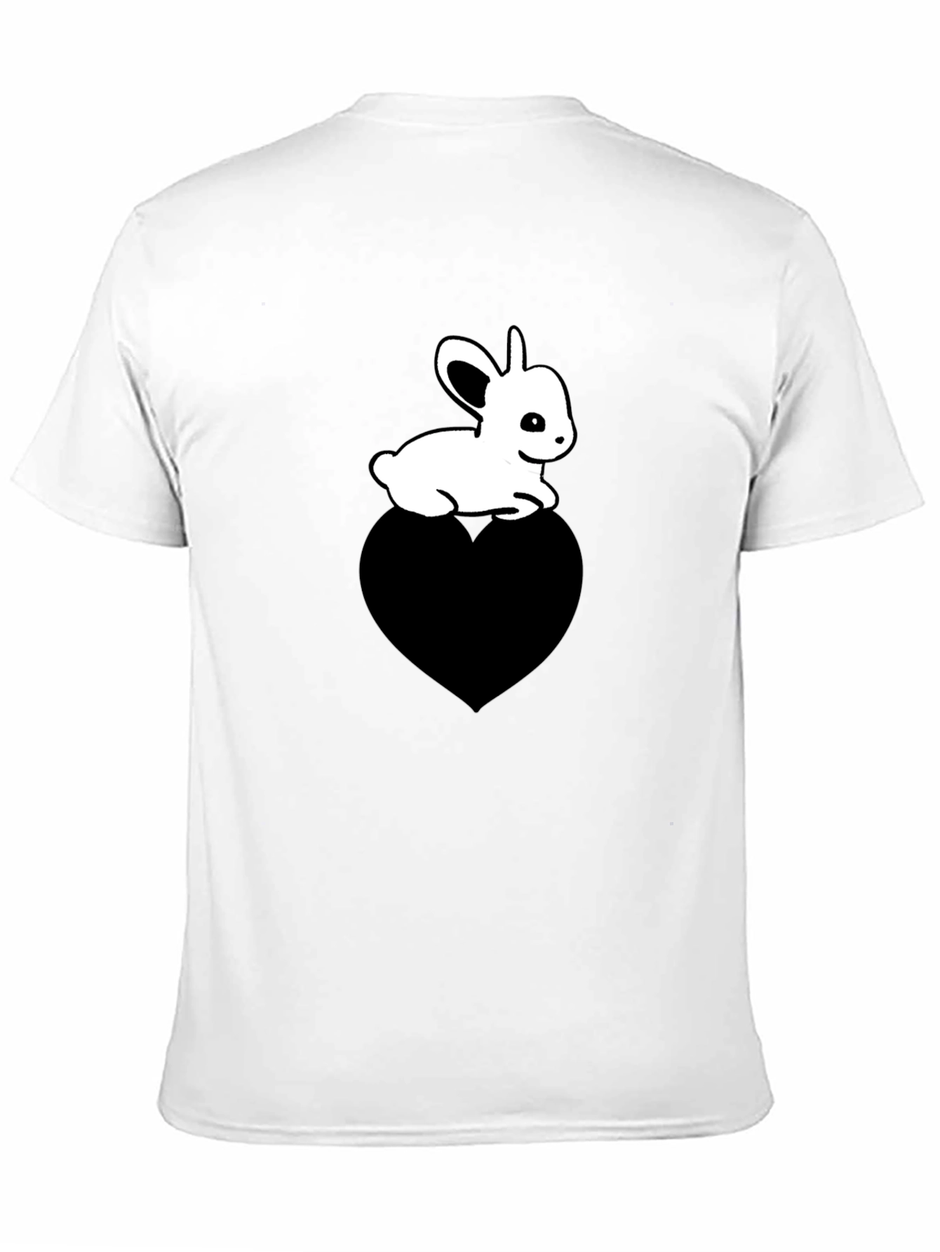 Cute Bunny on Heart T-Shirt - Unisex Black Tee