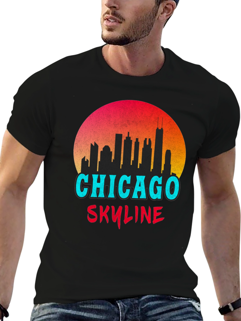 Chicago Skyline Graphic Tee - Retro Style