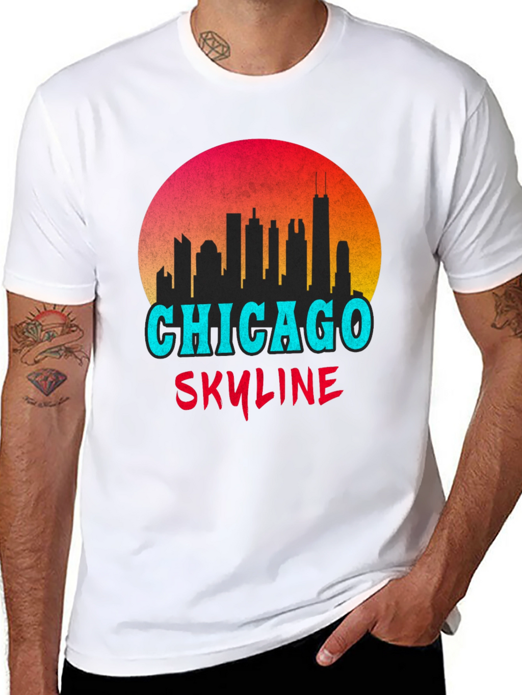 Chicago Skyline Graphic Tee - Retro Style