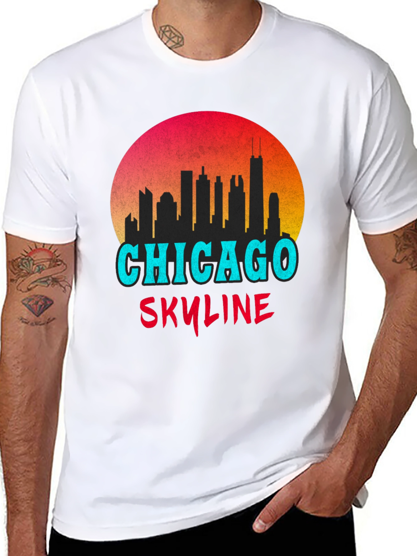 Chicago Skyline Graphic Tee - Retro Style