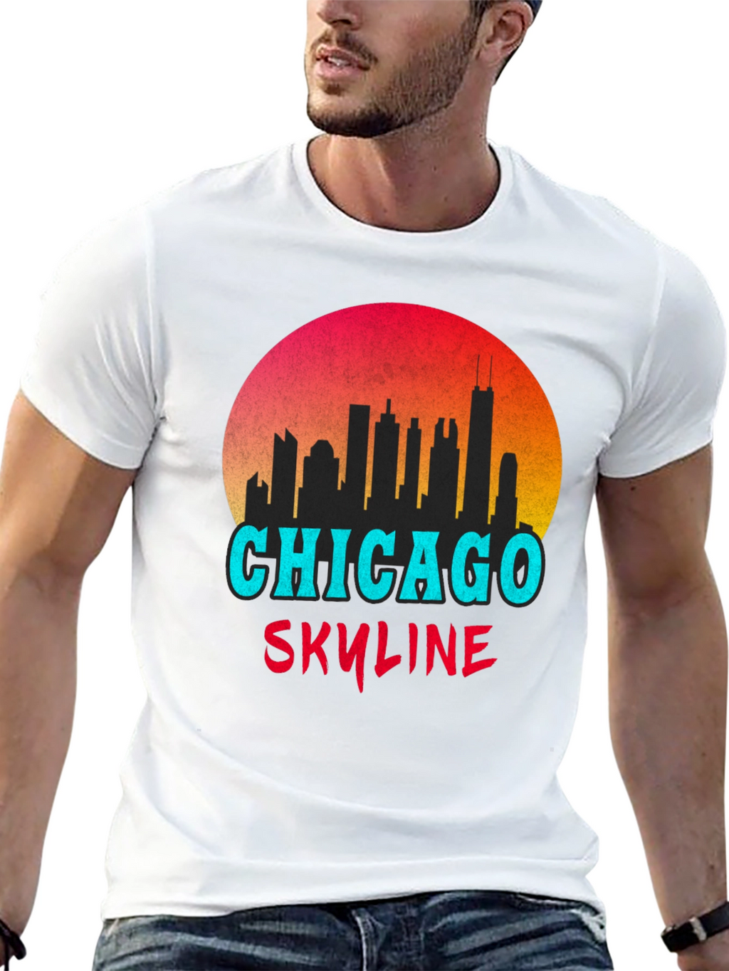 Chicago Skyline Graphic Tee - Retro Style