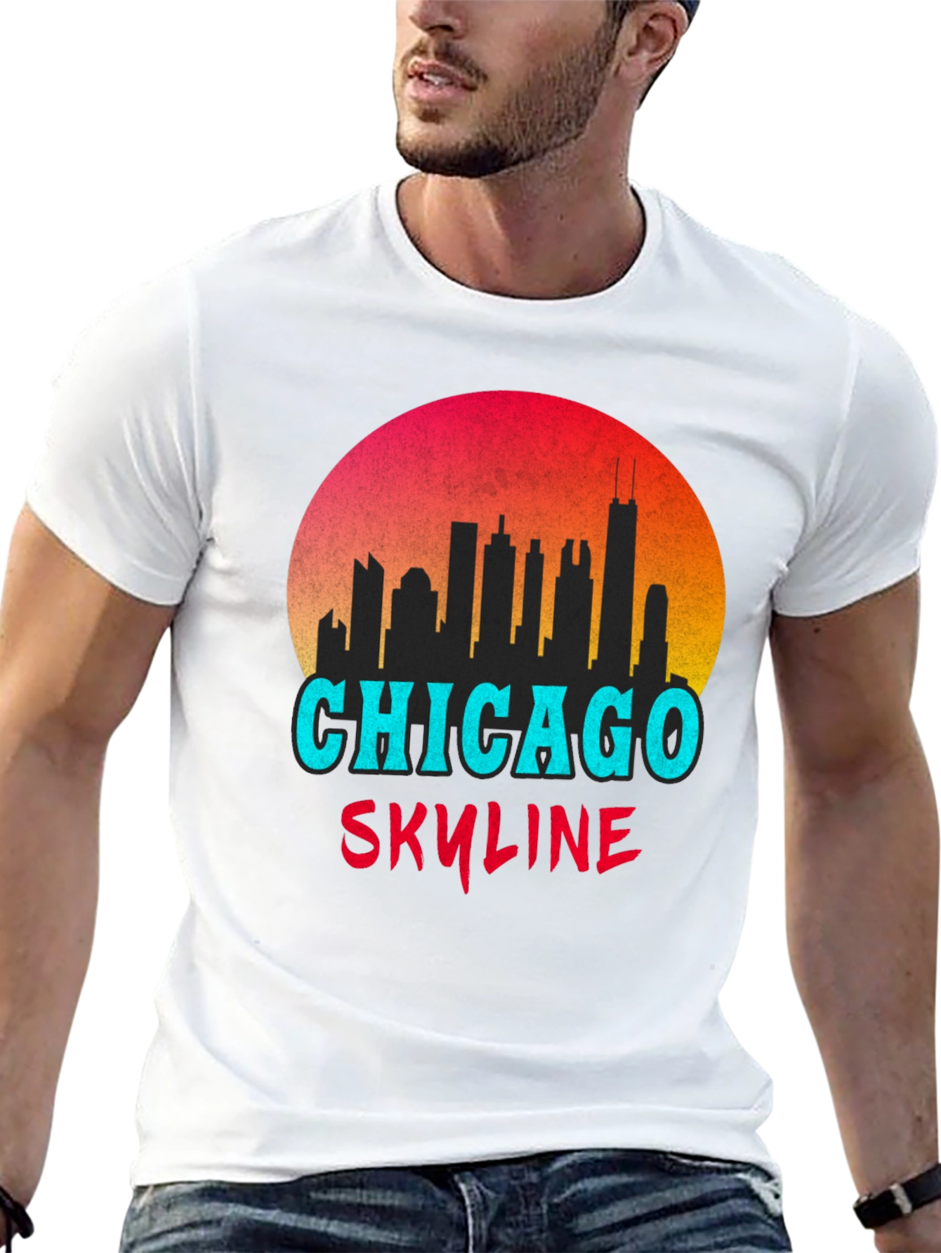 Chicago Skyline Graphic Tee - Retro Style