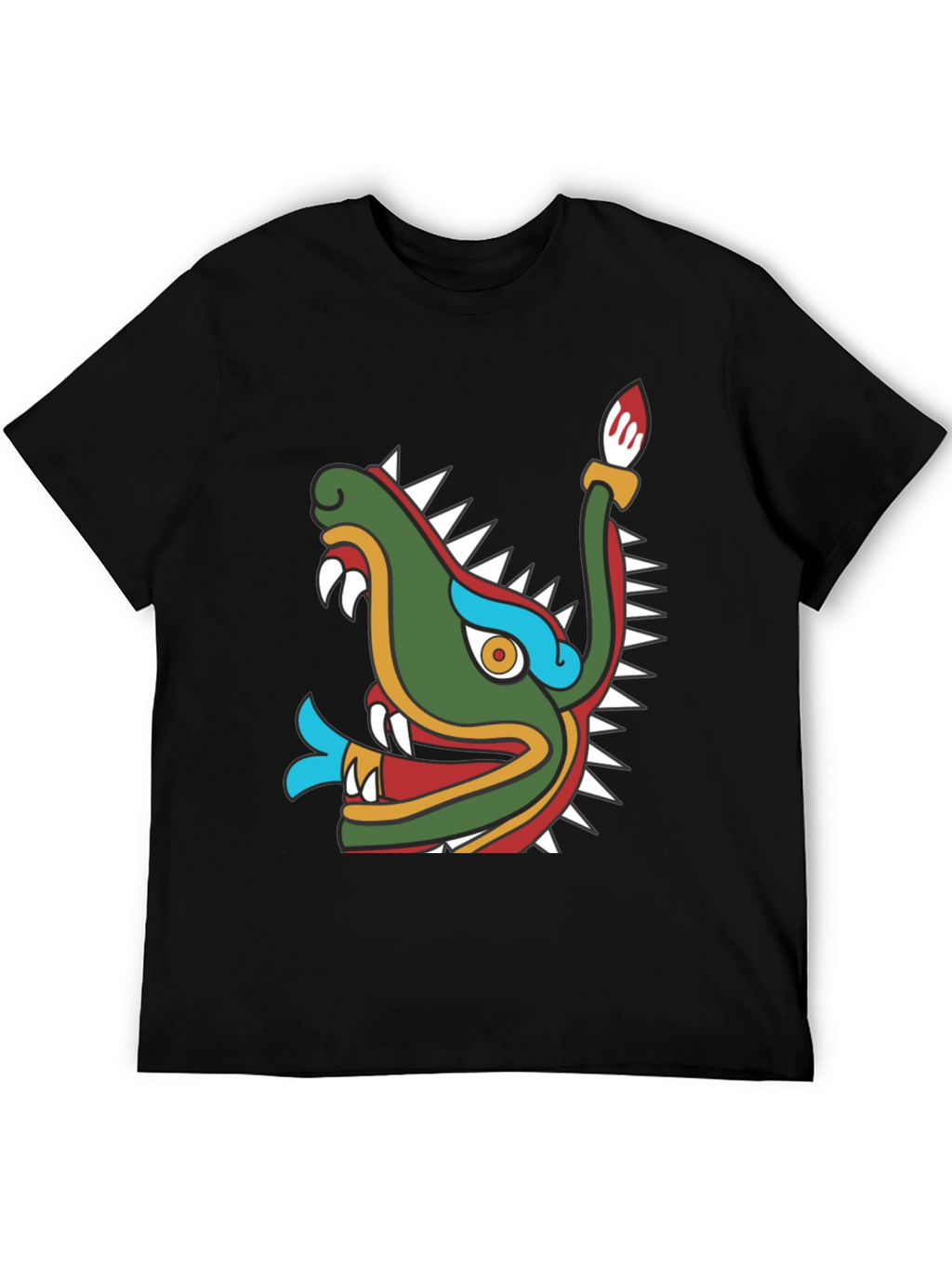 Aztec Dragon Head Graphic T-Shirt - Black