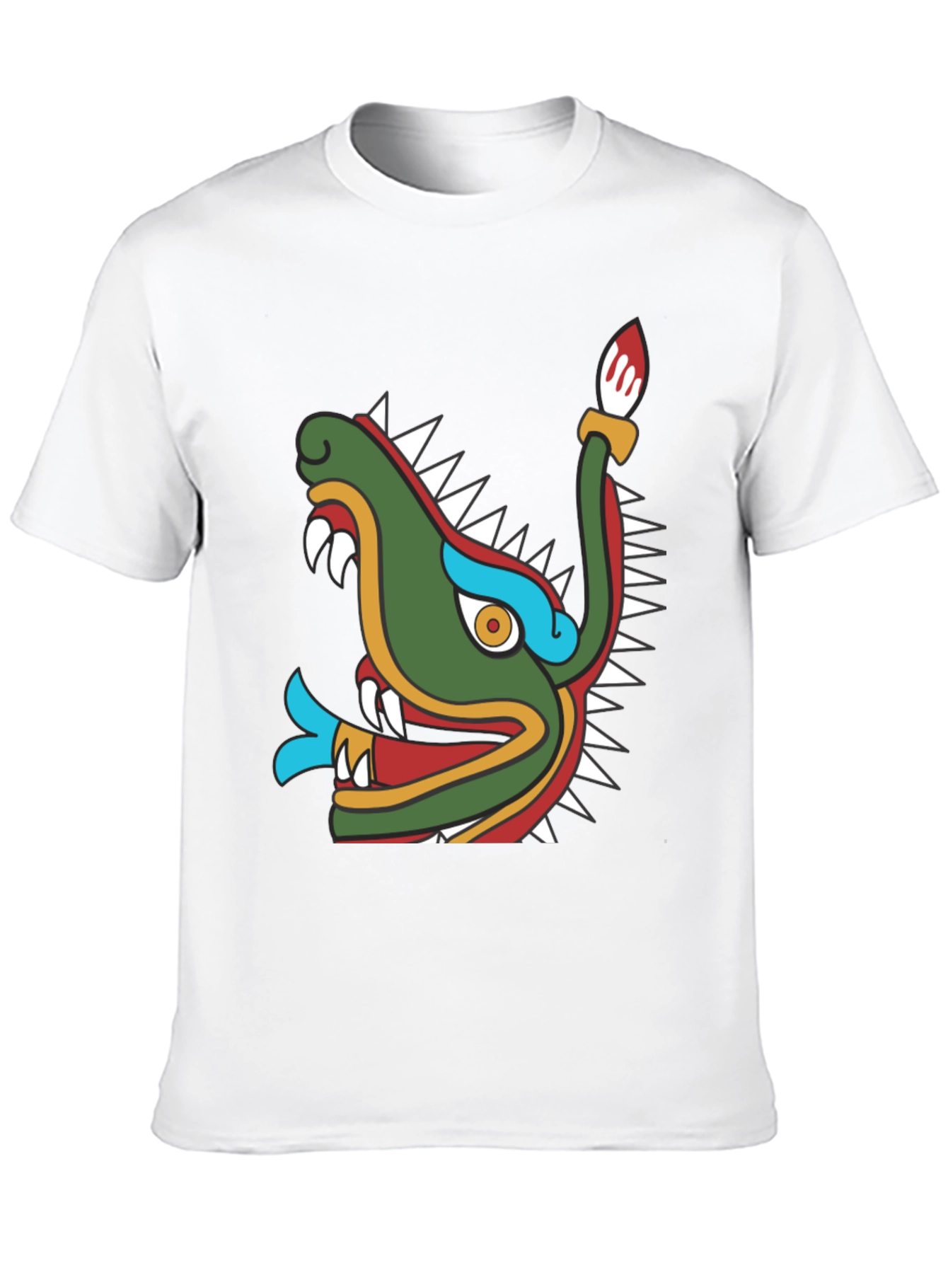Aztec Dragon Head Graphic T-Shirt - Black