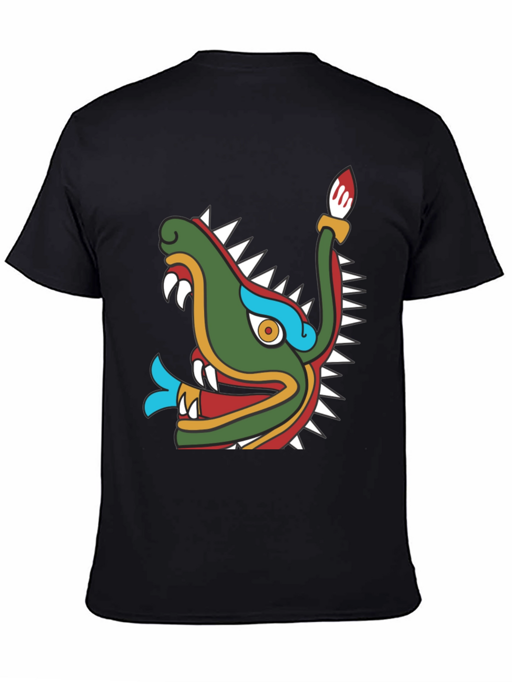 Aztec Dragon Head Graphic T-Shirt - Black