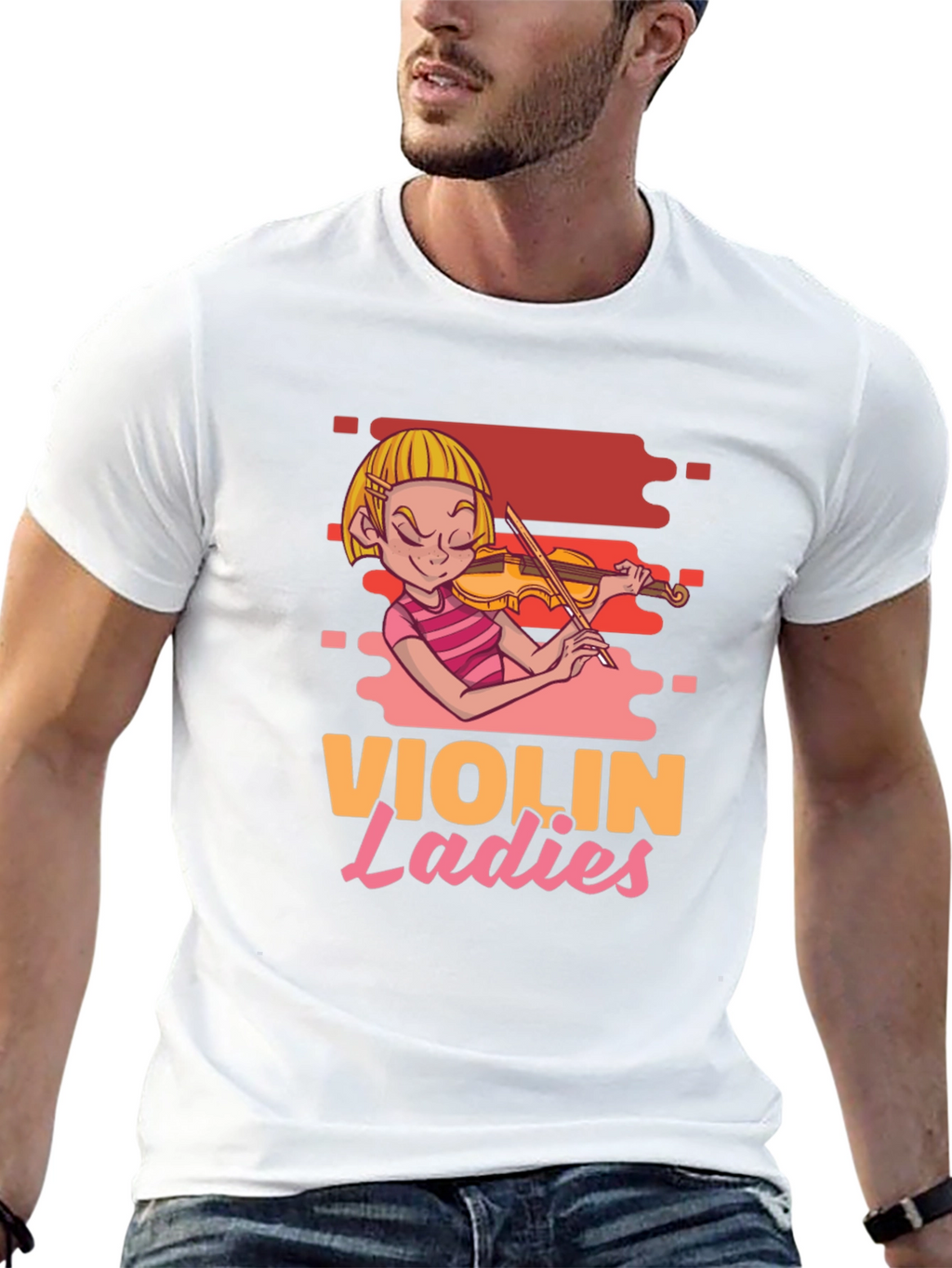 Violin Ladies Graphic Tee - Black Cotton T-Shirt