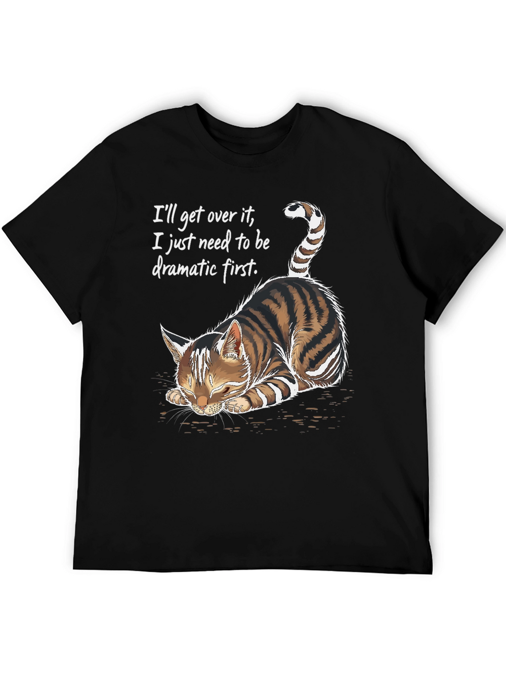 Dramatic Cat Graphic Tee - Novelty Unisex T-Shirt