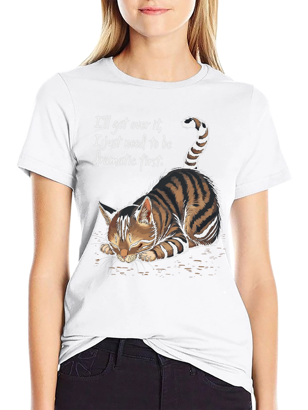Dramatic Cat Graphic Tee - Novelty Unisex T-Shirt