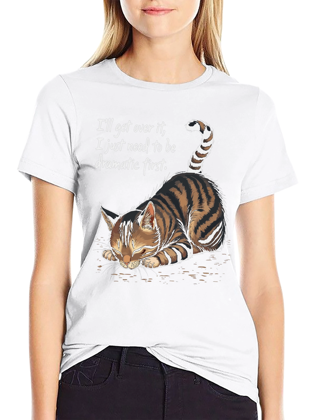 Dramatic Cat Graphic Tee - Novelty Unisex T-Shirt