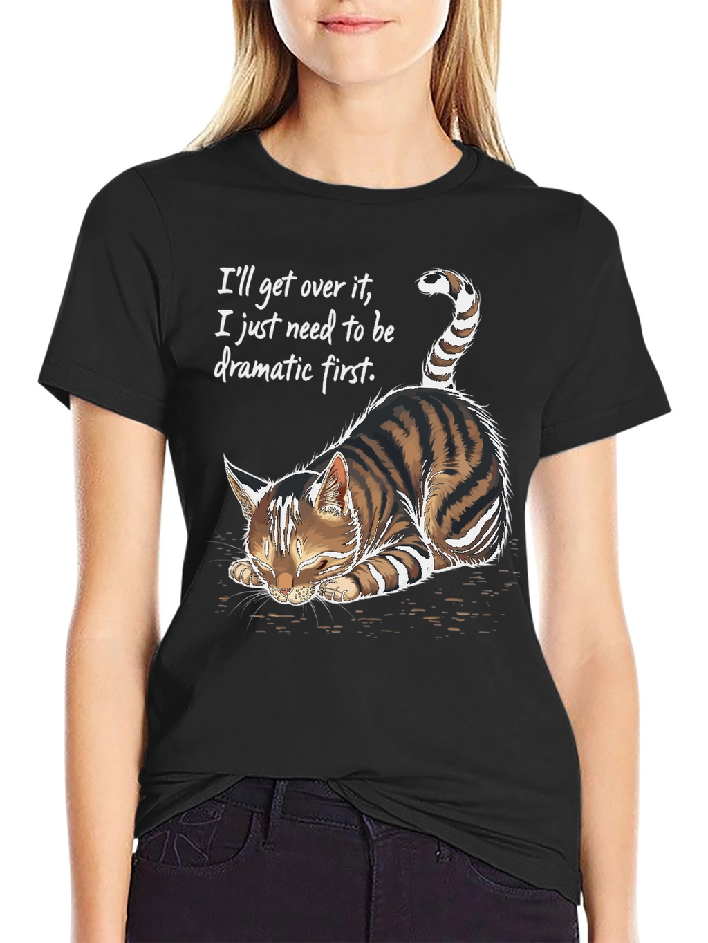 Dramatic Cat Graphic Tee - Novelty Unisex T-Shirt