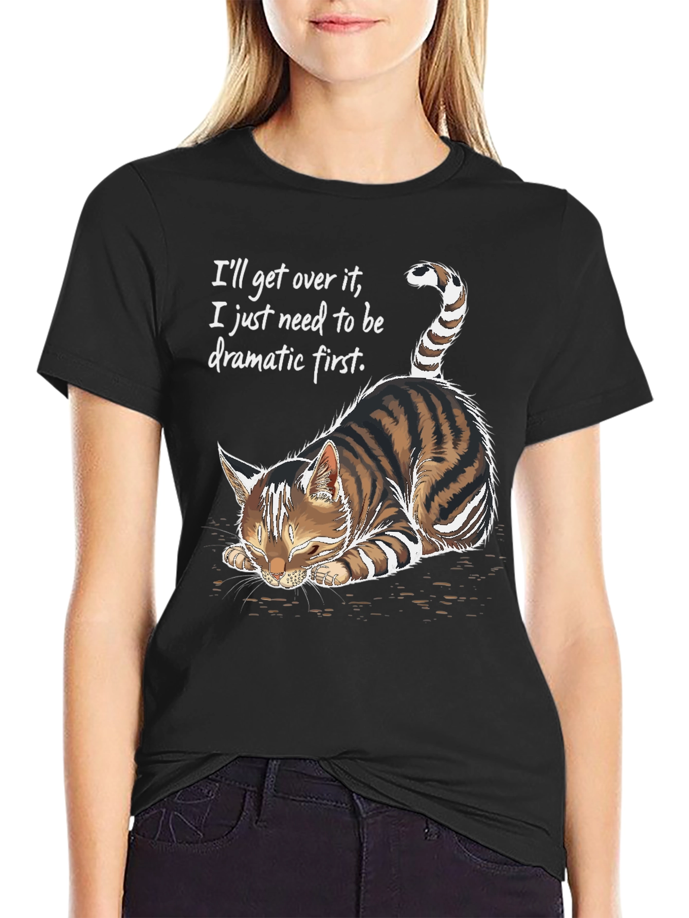 Dramatic Cat Graphic Tee - Novelty Unisex T-Shirt