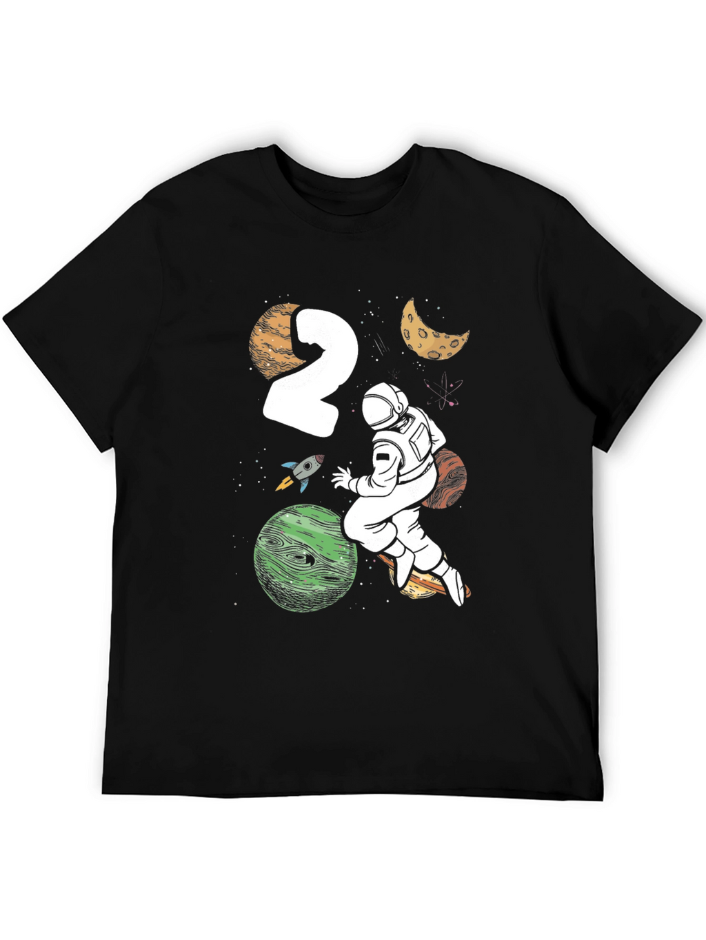Astronaut 2nd Birthday Black T-Shirt