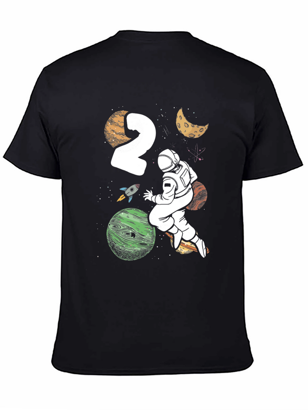 Astronaut 2nd Birthday Black T-Shirt