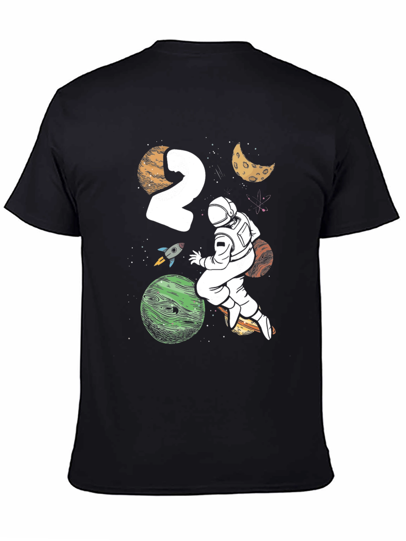 Astronaut 2nd Birthday Black T-Shirt
