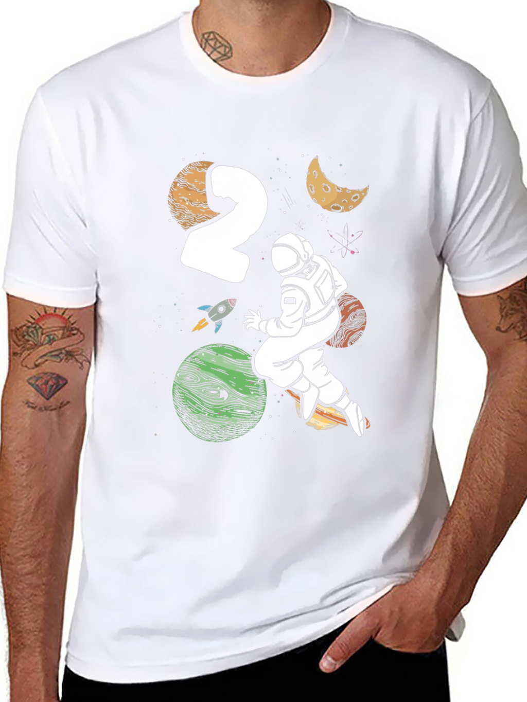 Astronaut 2nd Birthday Black T-Shirt