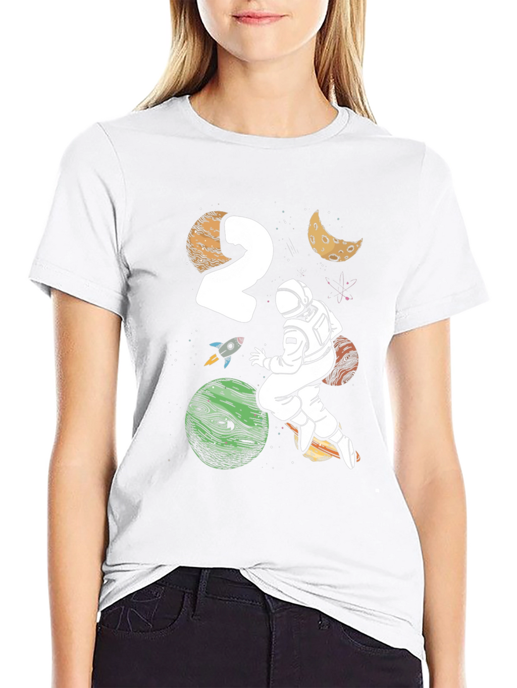 Astronaut 2nd Birthday Black T-Shirt