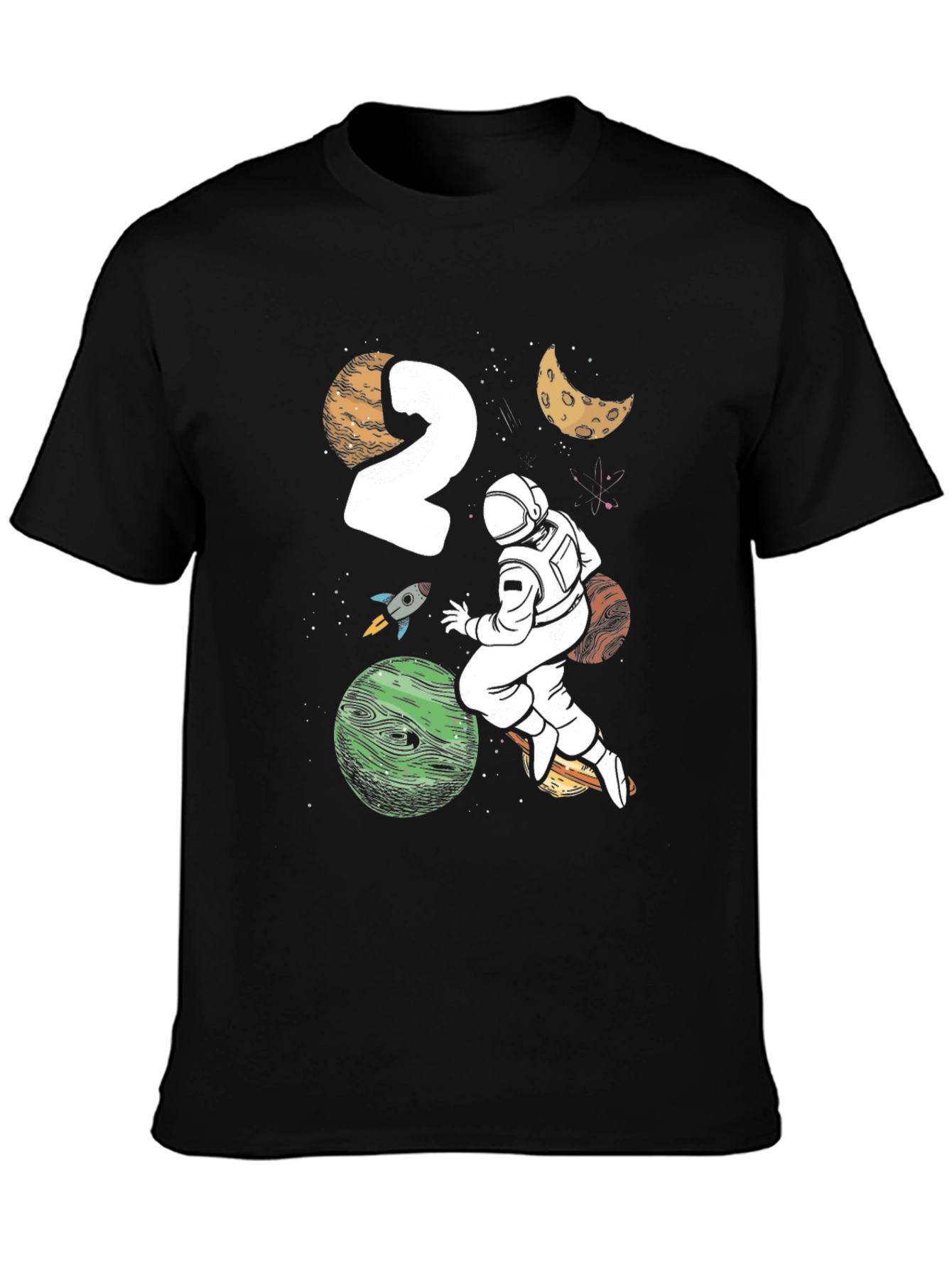 Astronaut 2nd Birthday Black T-Shirt