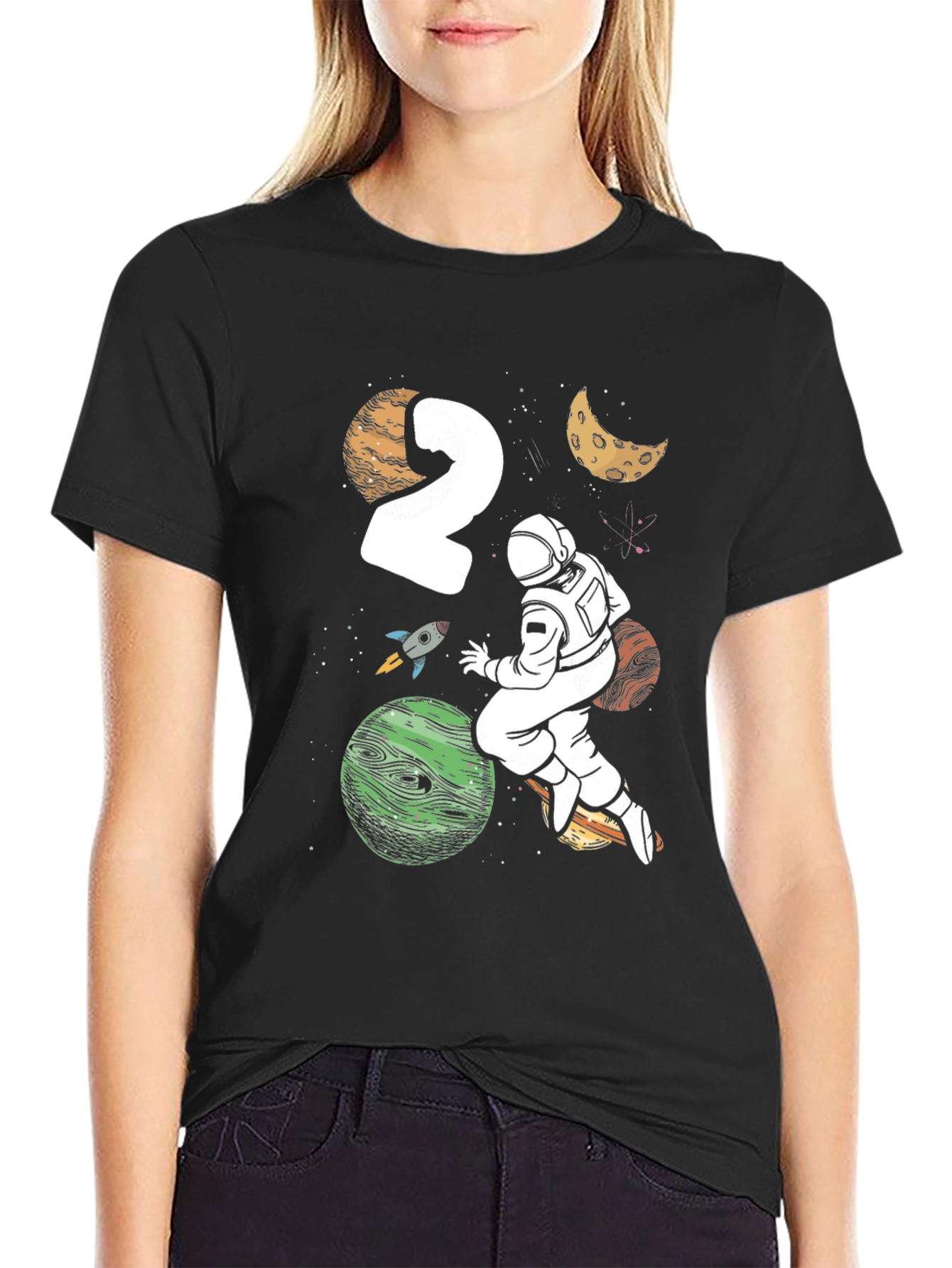 Astronaut 2nd Birthday Black T-Shirt