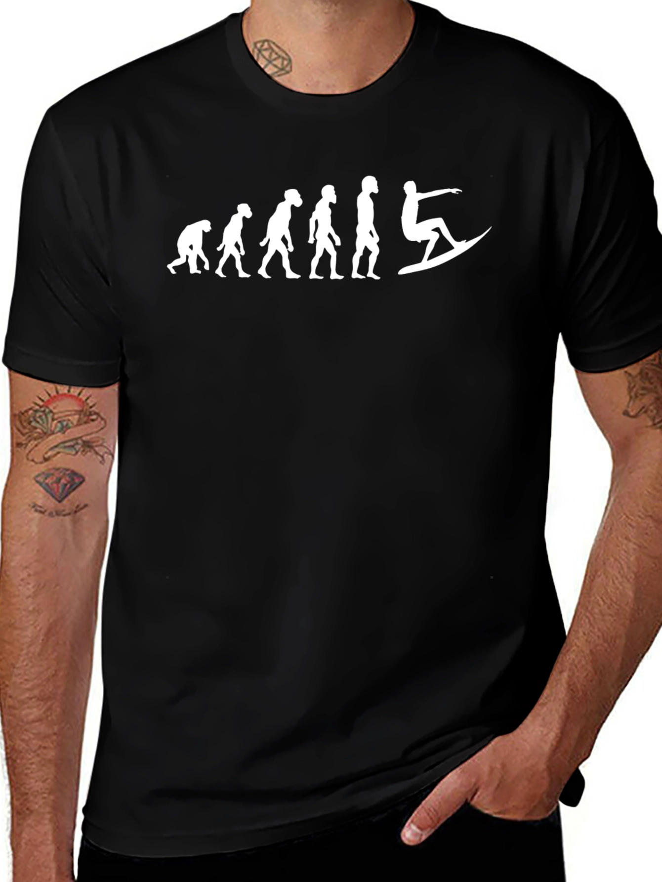 Surfing Evolution Graphic T-Shirt - Black