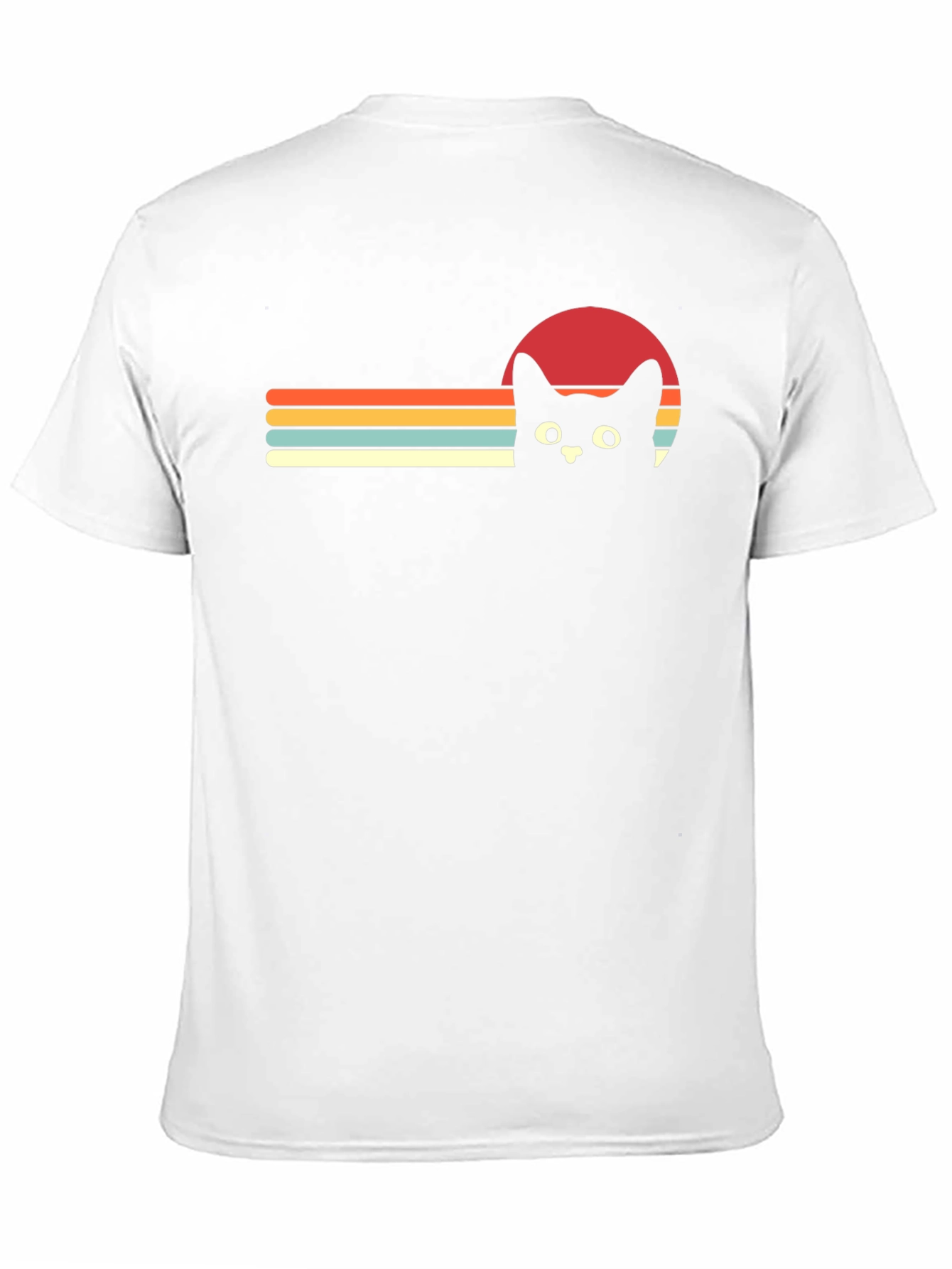 Retro Cat Sunset Graphic Tee - Black T-Shirt