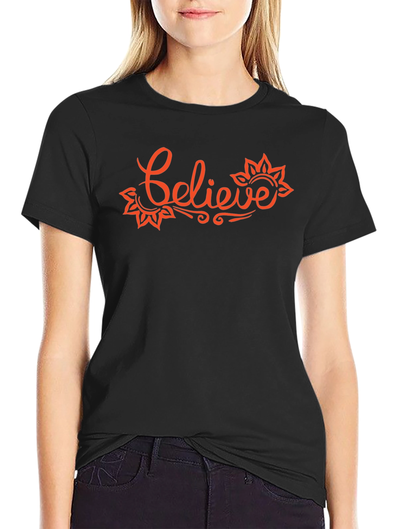 Believe Graphic T-Shirt - Trendy Crew Neck Tee