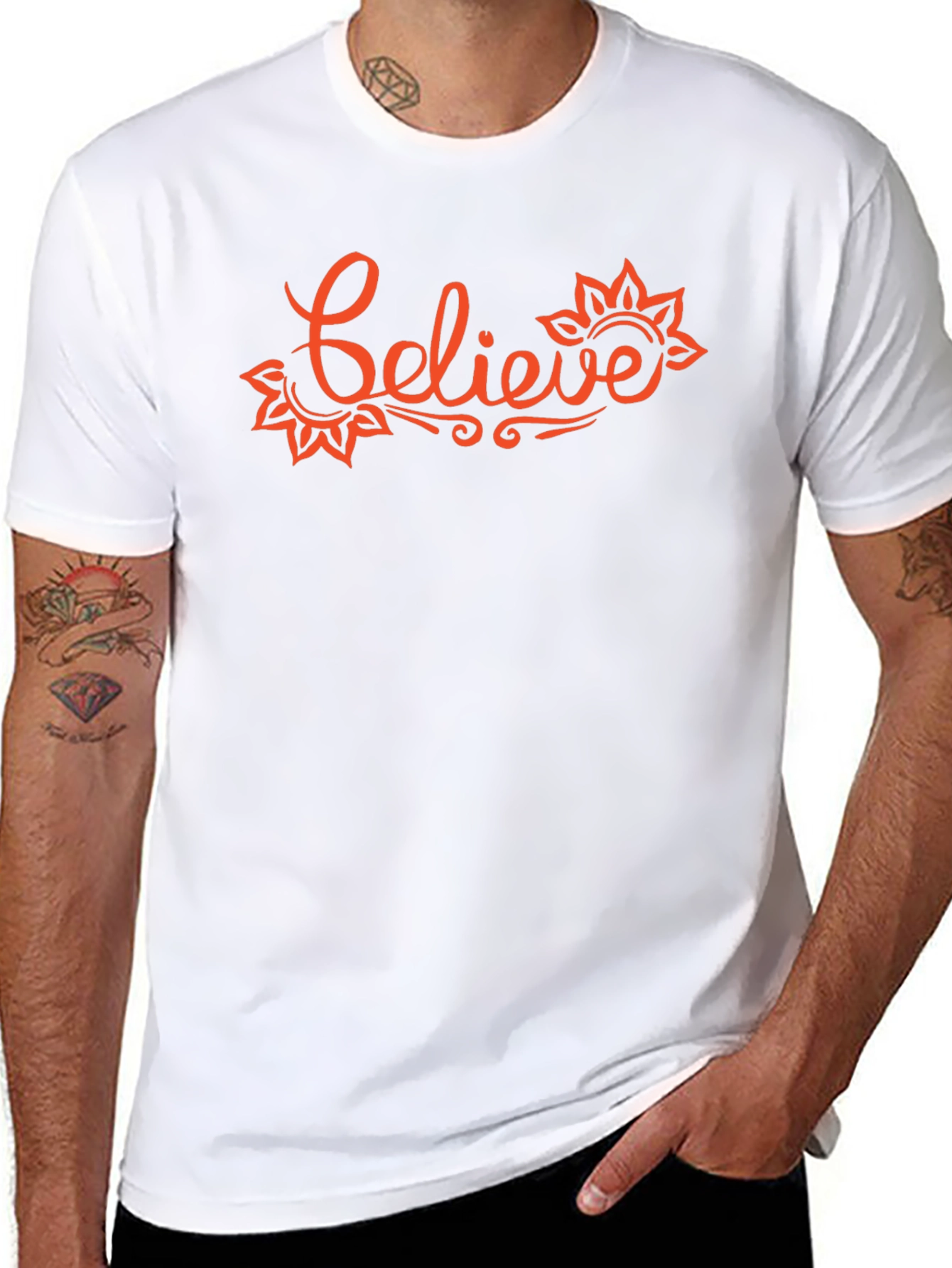 Believe Graphic T-Shirt - Trendy Crew Neck Tee