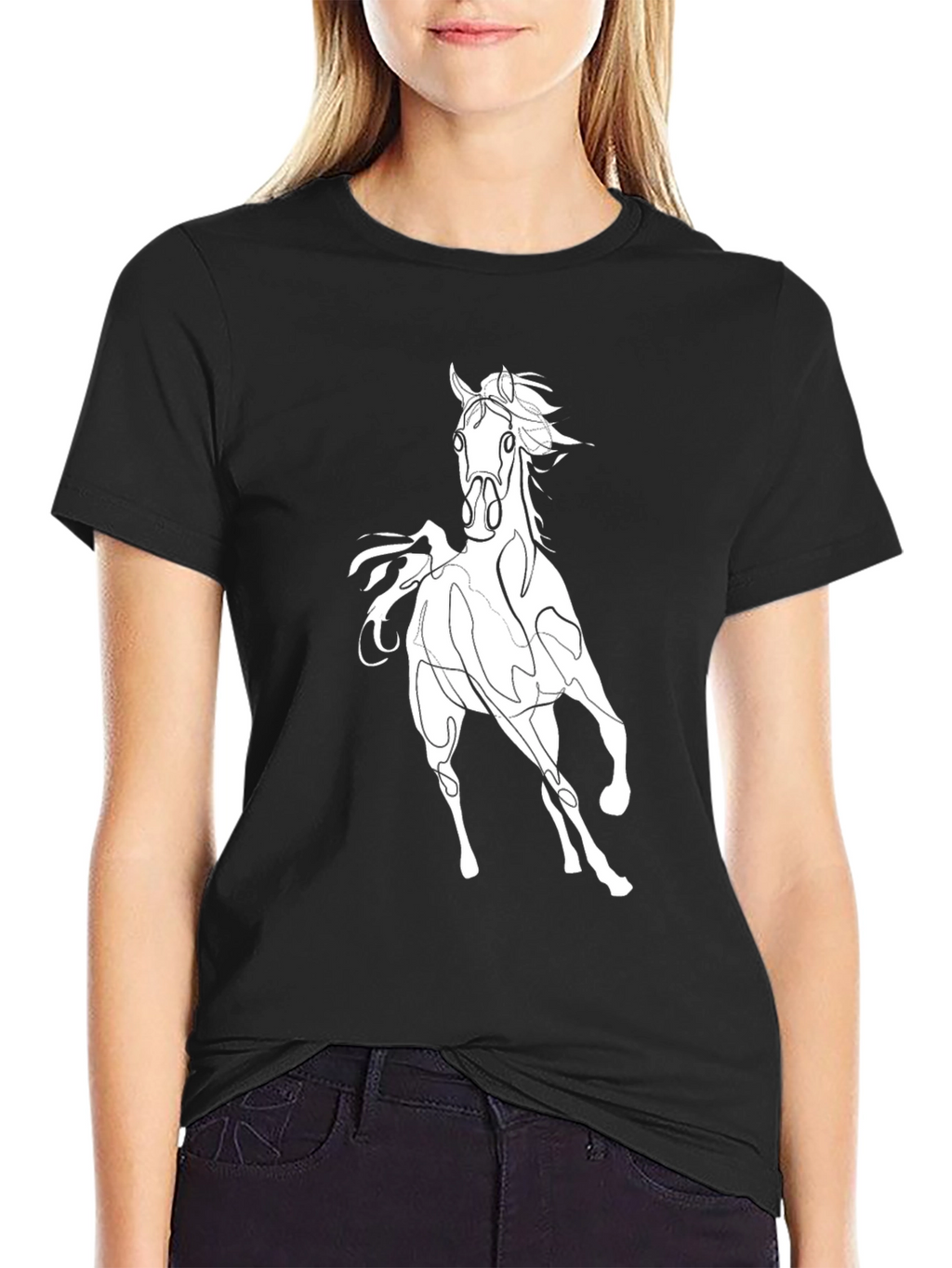 Black Horse Graphic T-Shirt - Stylish Mens Tee