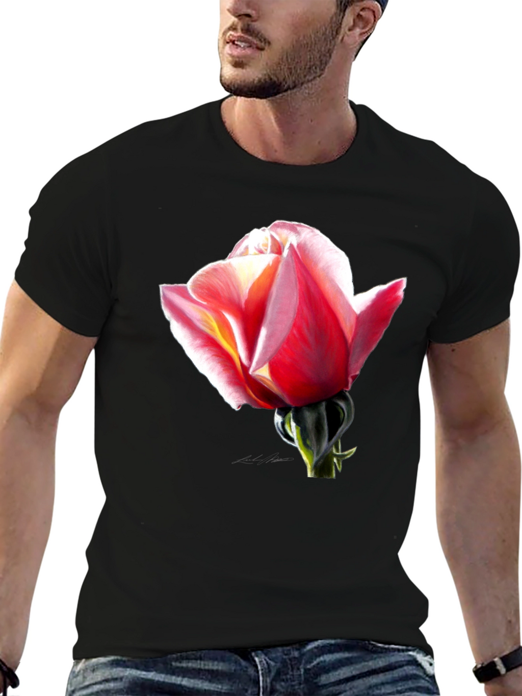 Rose Graphic Black T-Shirt
