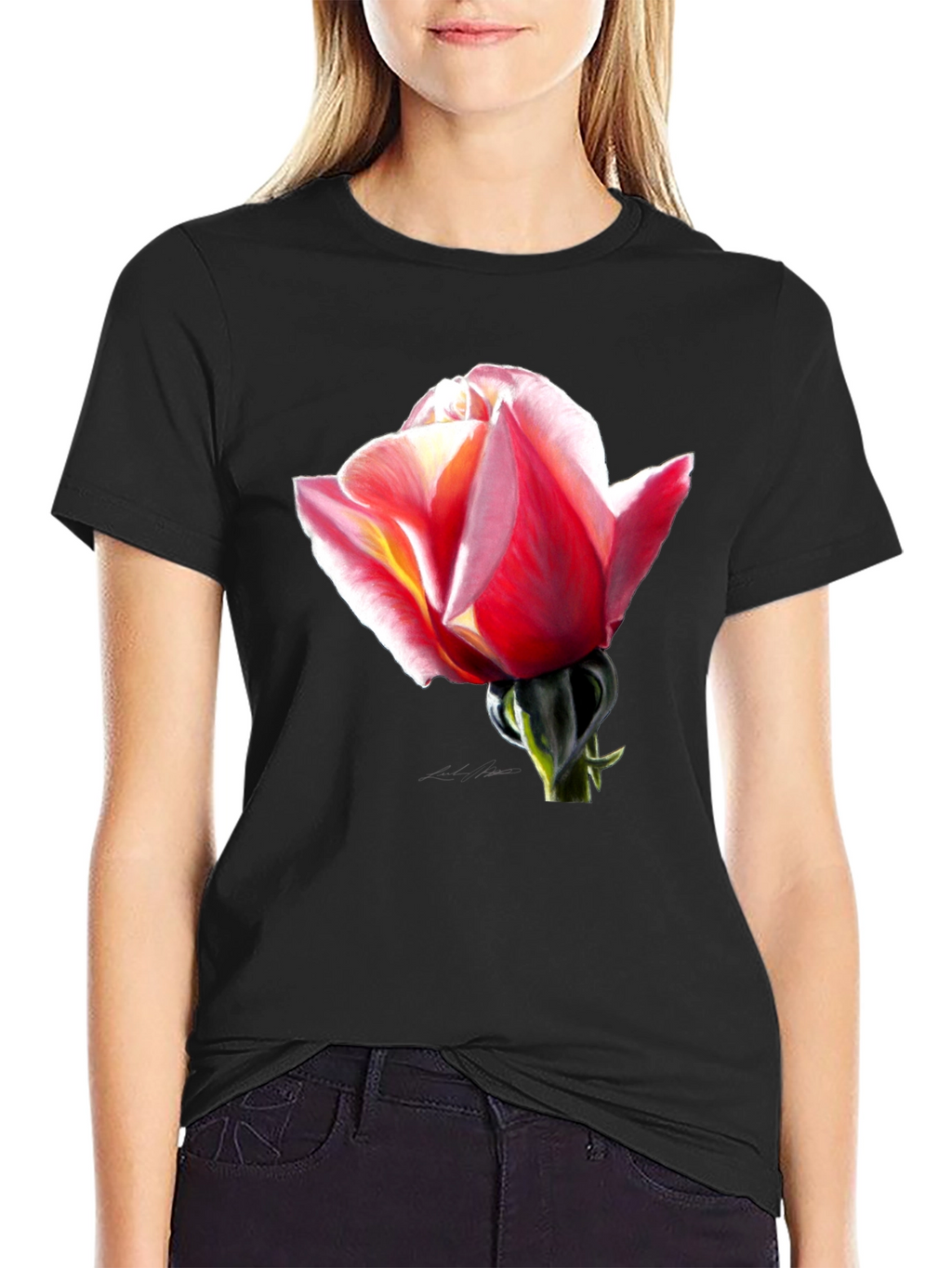 Rose Graphic Black T-Shirt