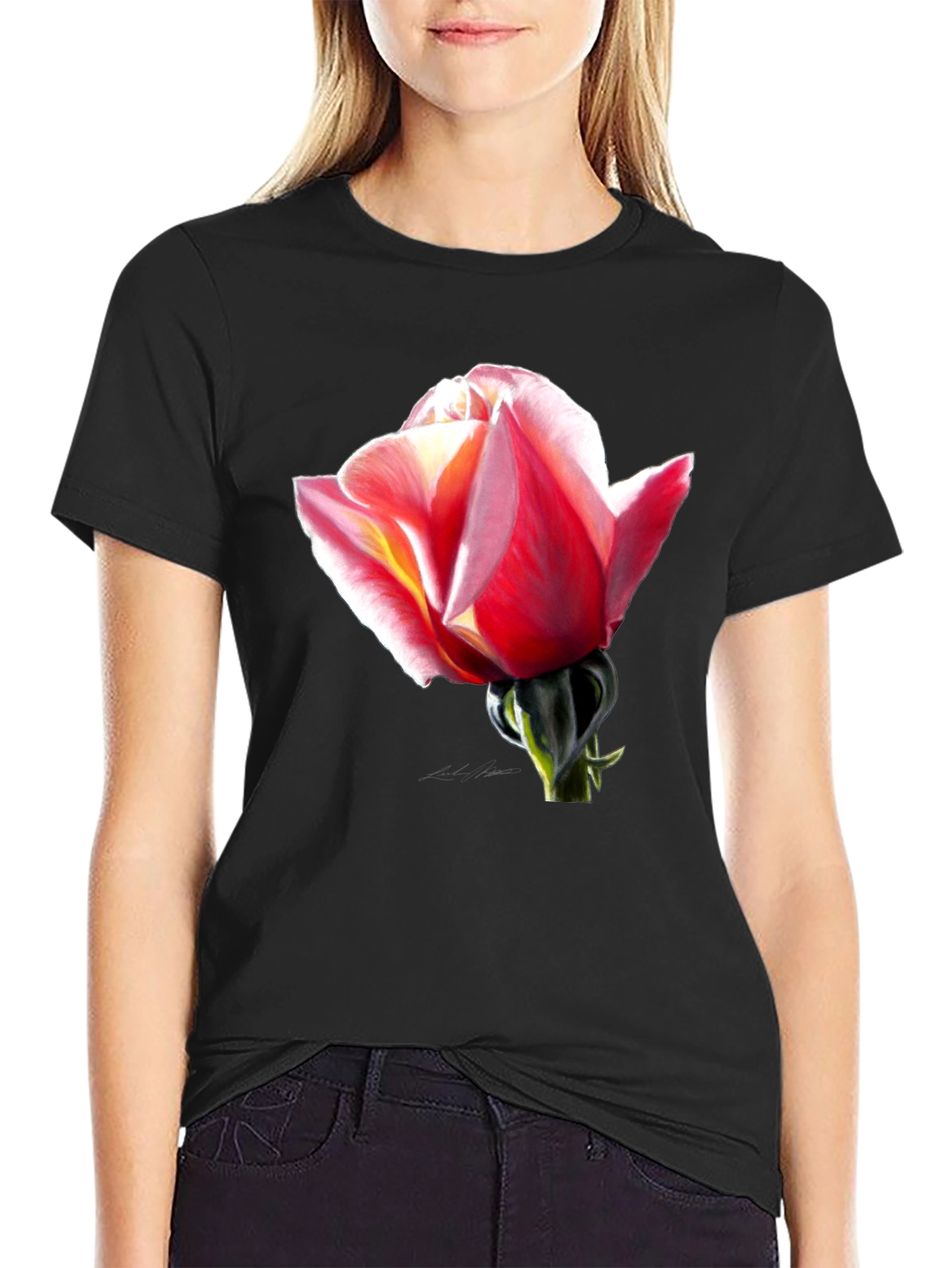 Rose Graphic Black T-Shirt