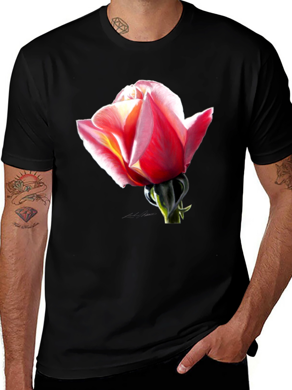 Rose Graphic Black T-Shirt