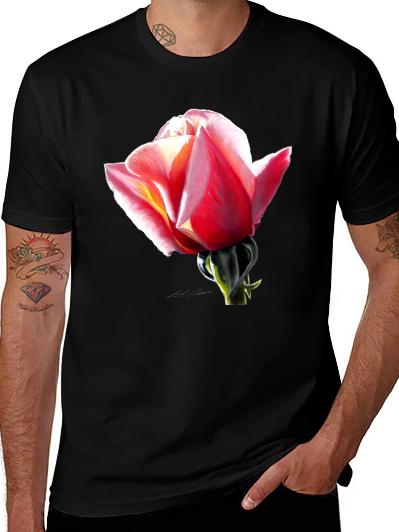 Rose Graphic Black T-Shirt