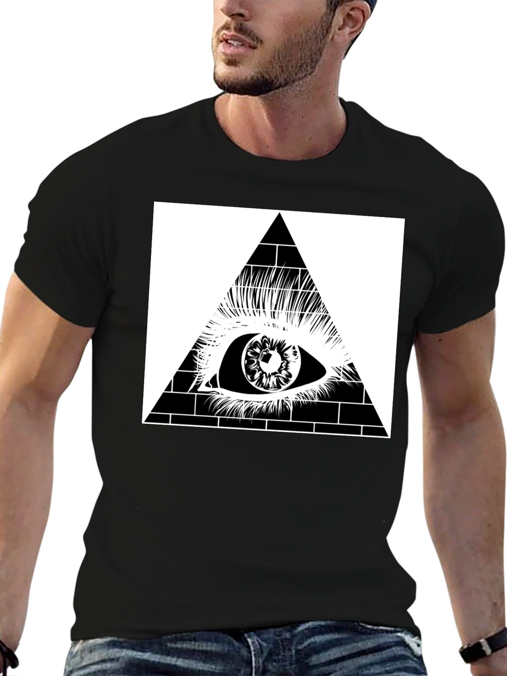 All Seeing Eye Pyramid Graphic Tee - Black