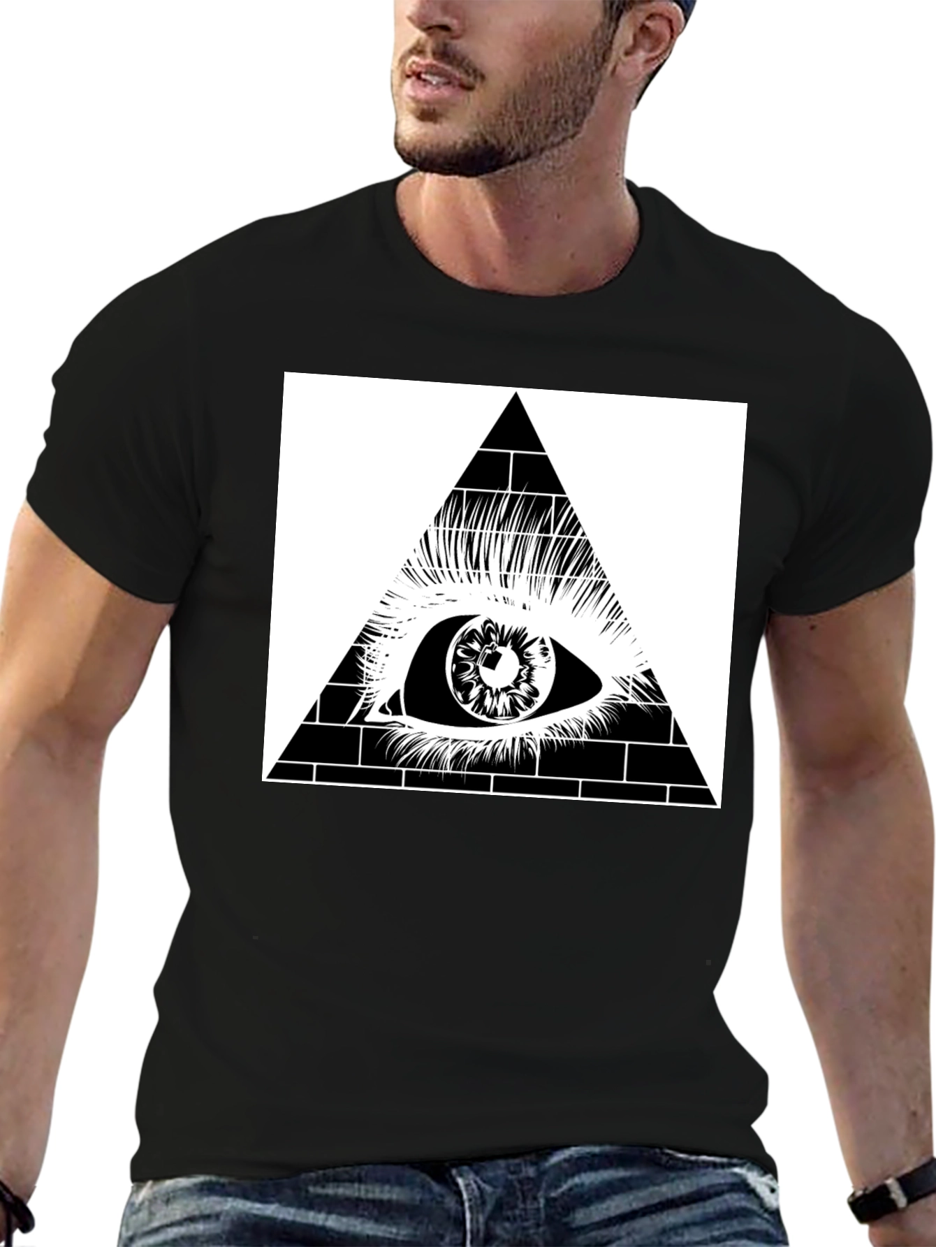 All Seeing Eye Pyramid Graphic Tee - Black