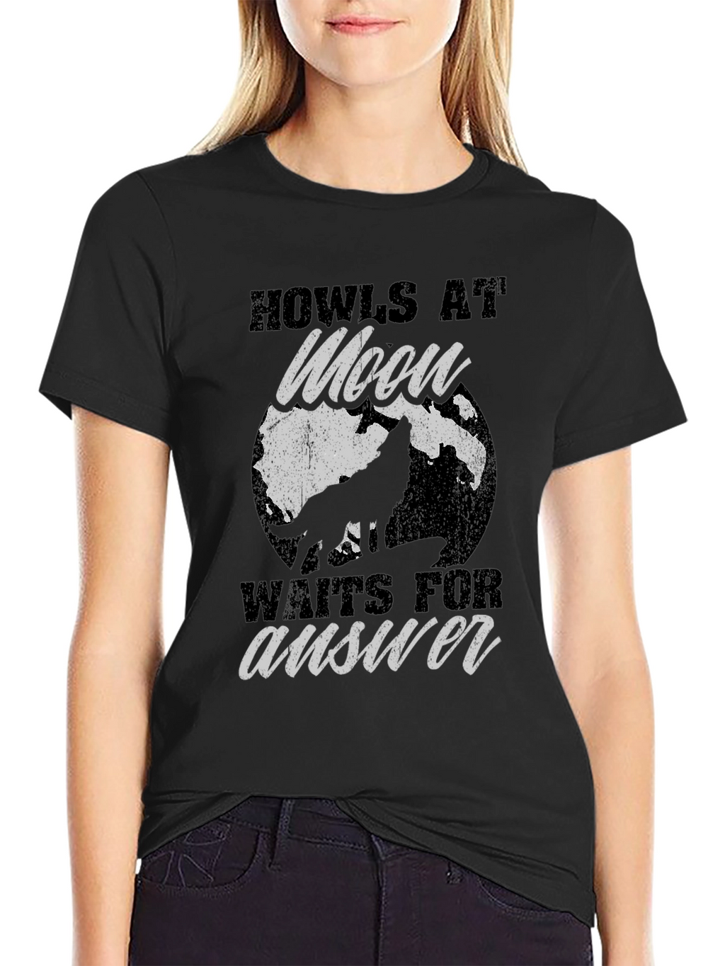 Howls at Moon Graphic Tee - Black