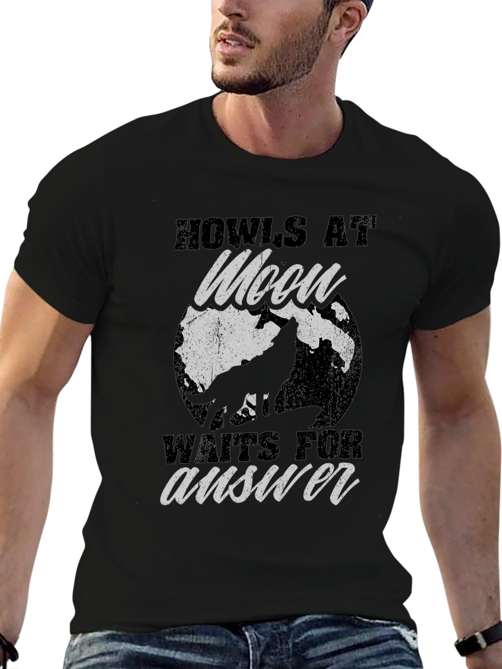 Howls at Moon Graphic Tee - Black