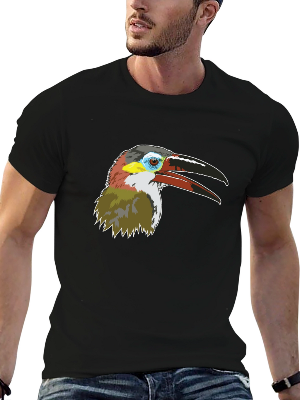 Toucan Bird Graphic Tee - Mens Black T-Shirt