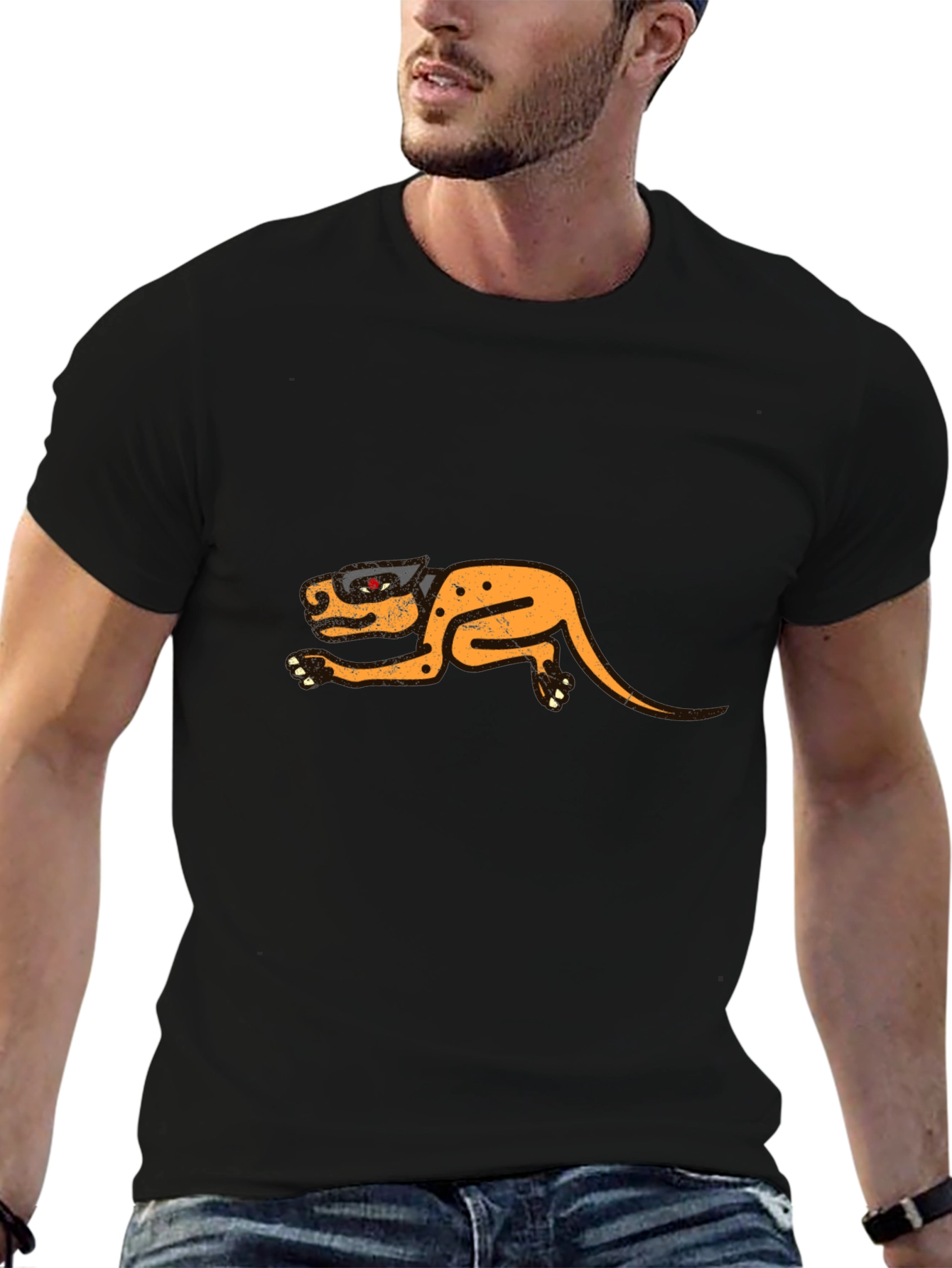 Unique Aztec-Inspired Graphic Tee - Black