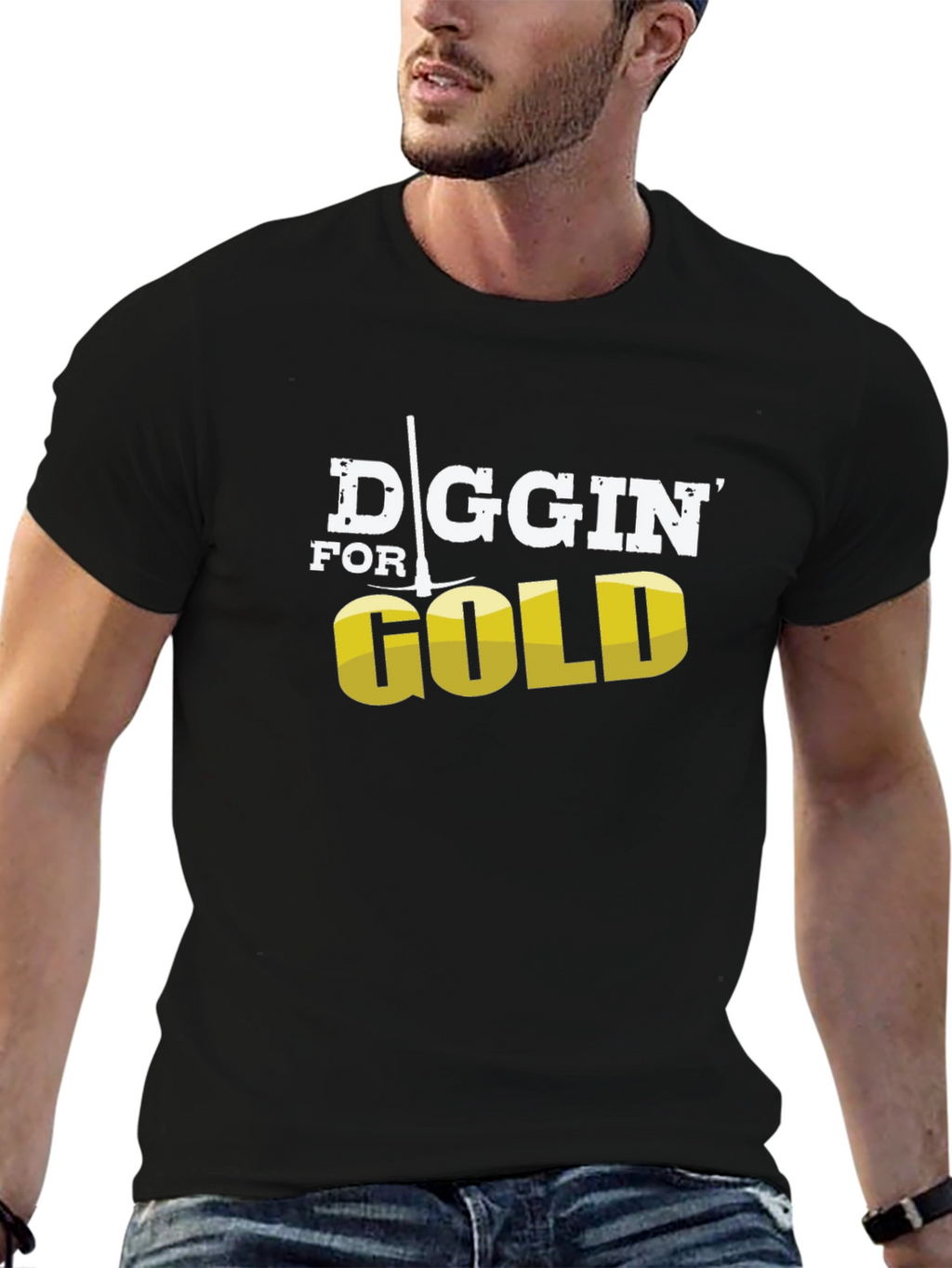 Diggin for Gold Mens Black T-Shirt