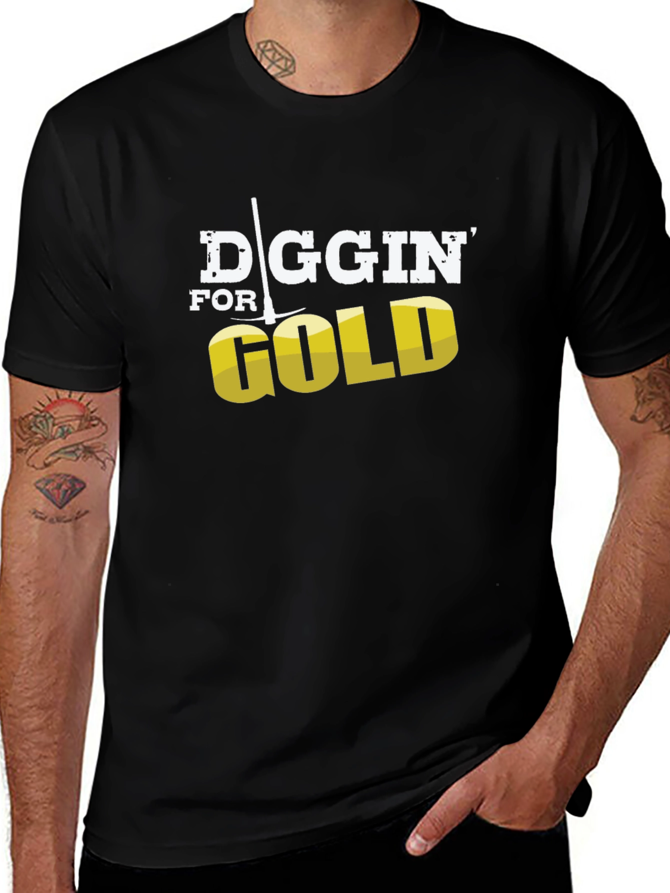 Diggin for Gold Mens Black T-Shirt