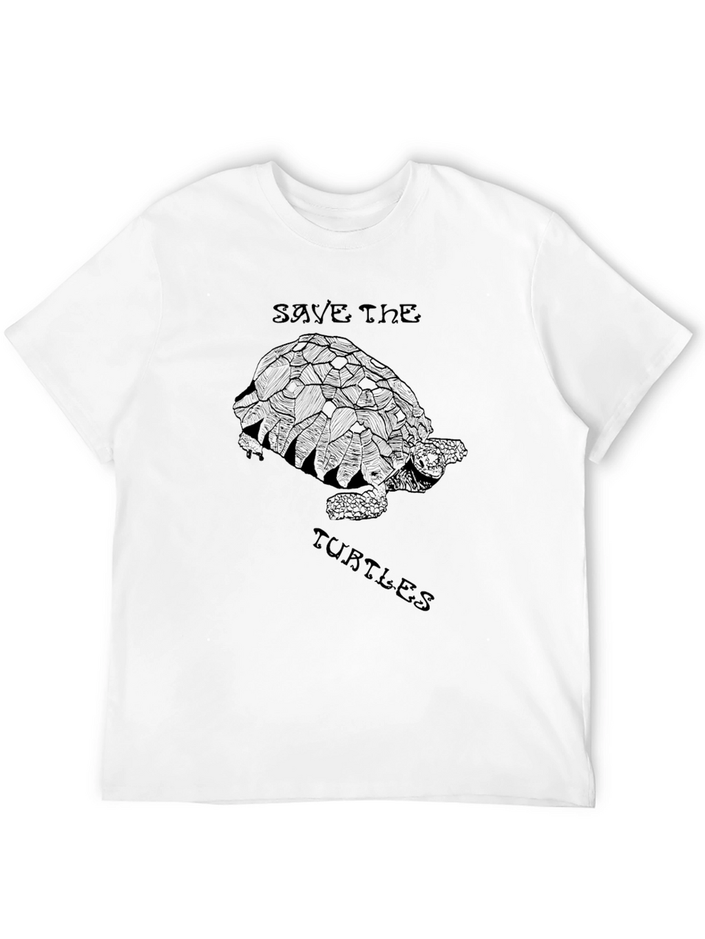 Save the Turtles Graphic Tee - Black Cotton T-Shirt