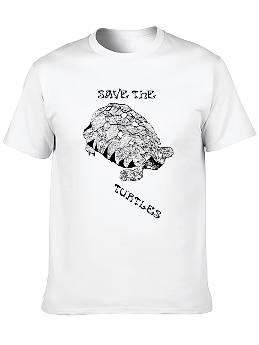 Save the Turtles Graphic Tee - Black Cotton T-Shirt