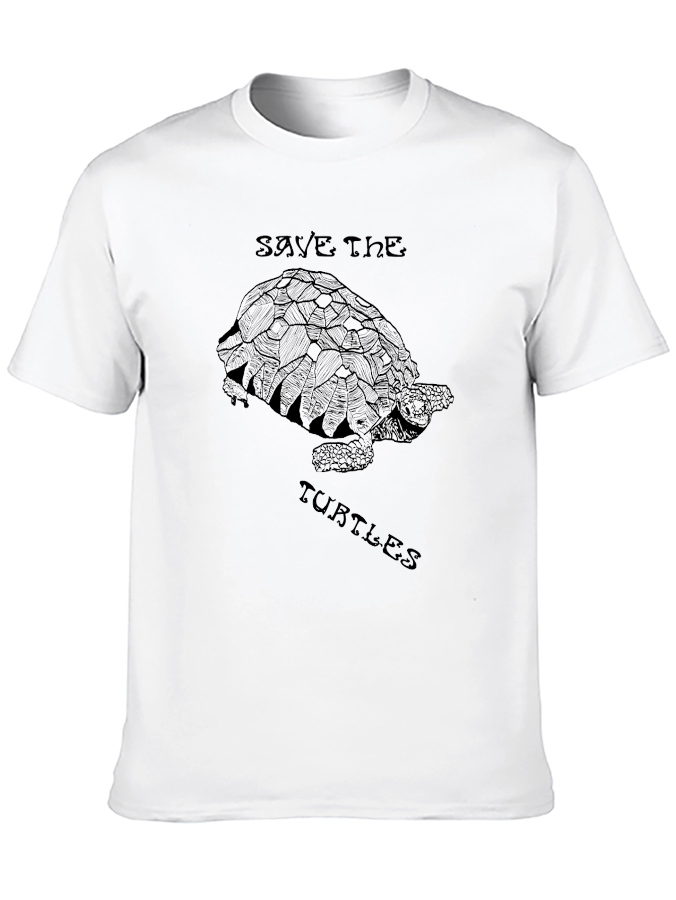Save the Turtles Graphic Tee - Black Cotton T-Shirt
