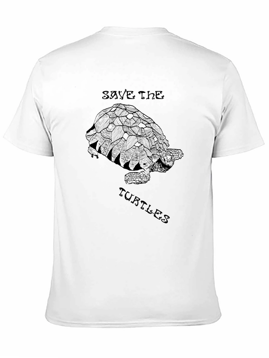 Save the Turtles Graphic Tee - Black Cotton T-Shirt