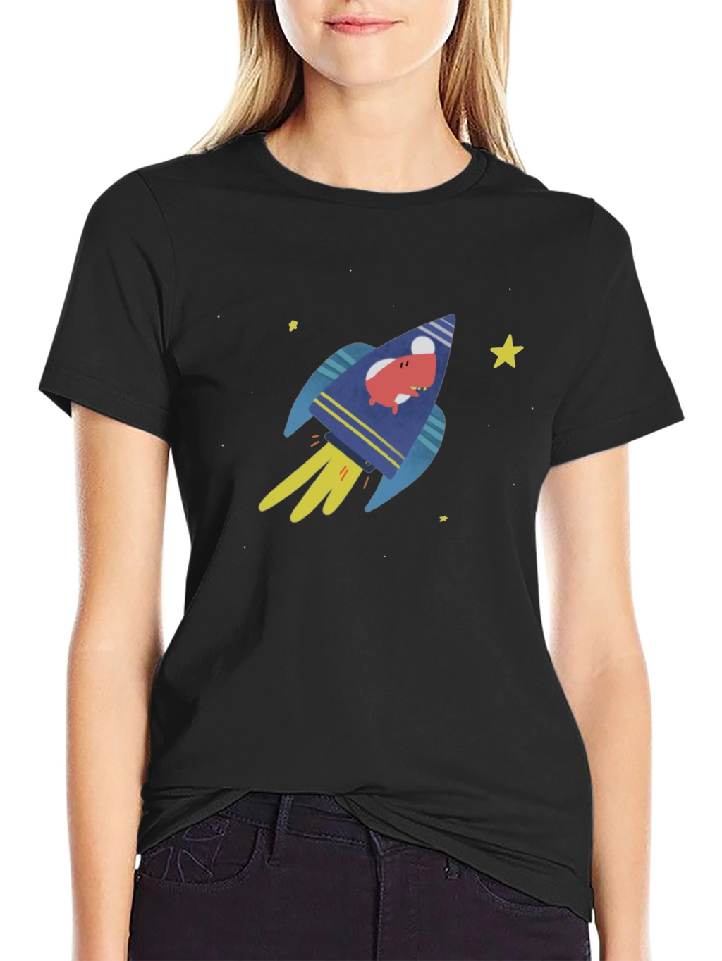 Rocket Pig Mens Graphic T-Shirt - Black