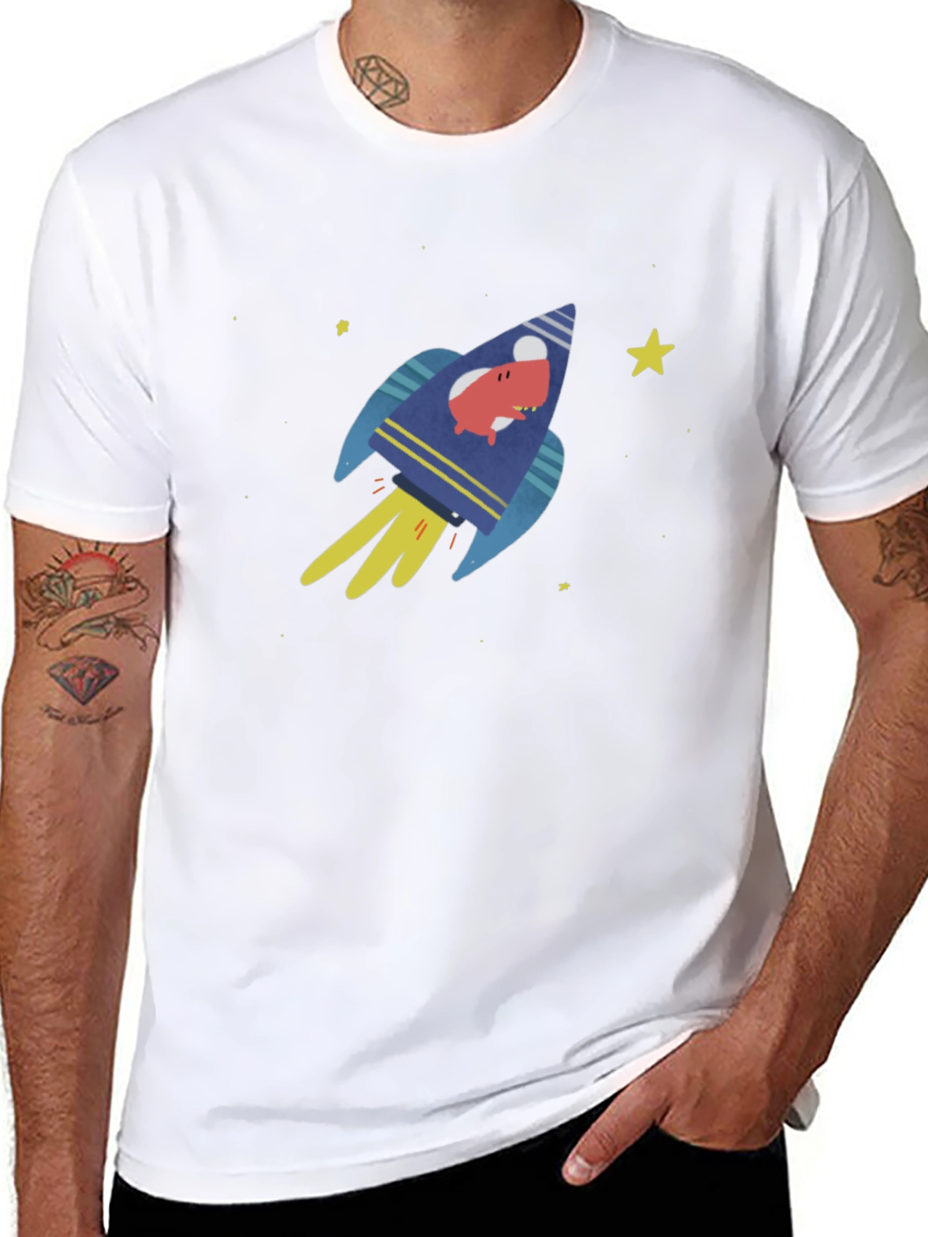 Rocket Pig Mens Graphic T-Shirt - Black