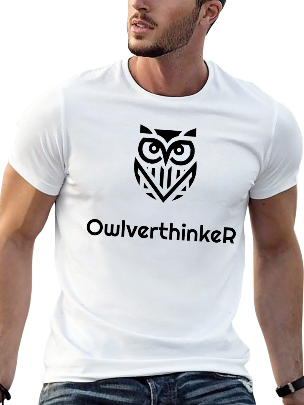 Owlverthinker Black Graphic Tee - Unique Design