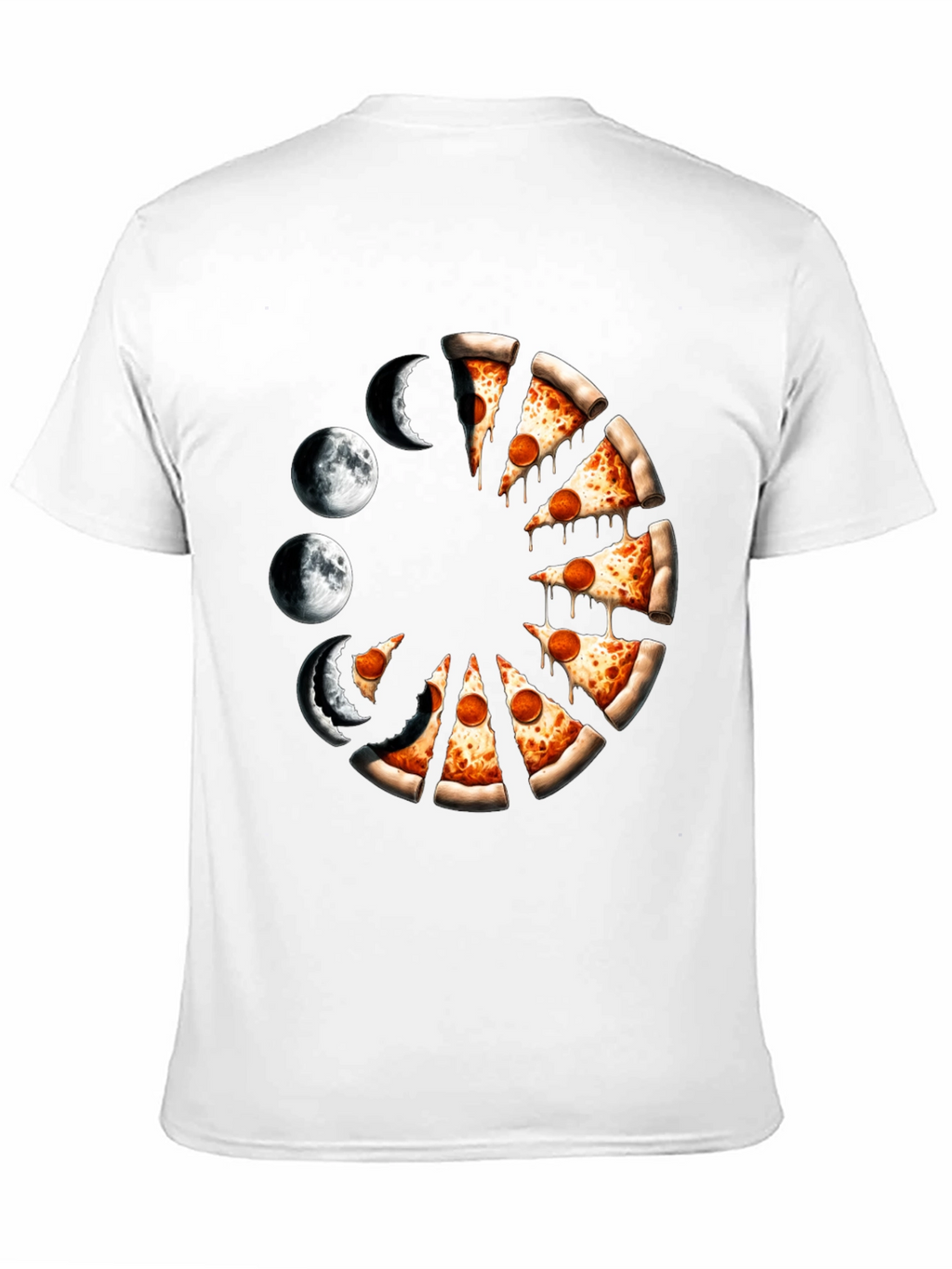 Pizza Moon Phases Graphic Tee - Black Casual Shirt