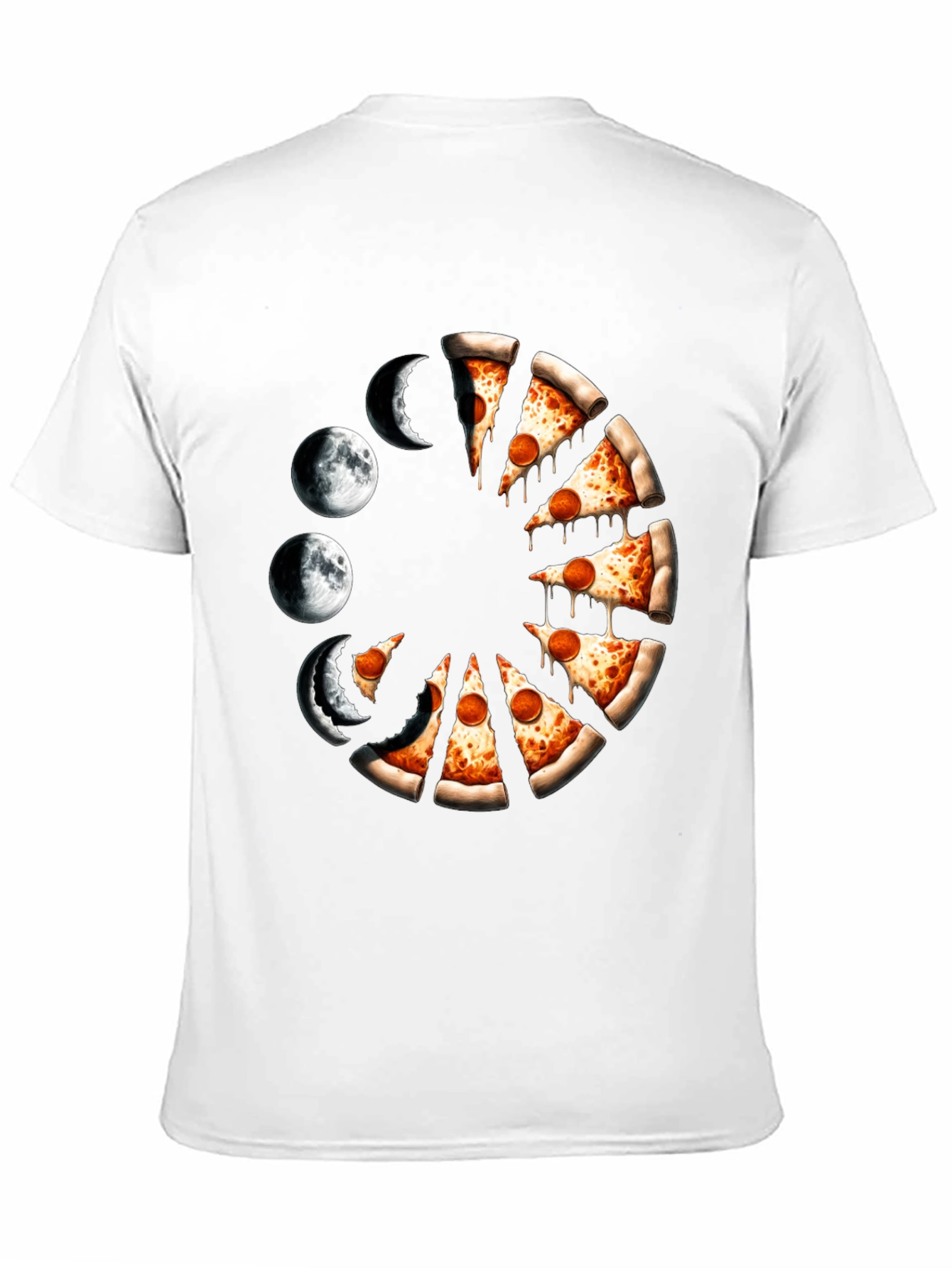 Pizza Moon Phases Graphic Tee - Black Casual Shirt