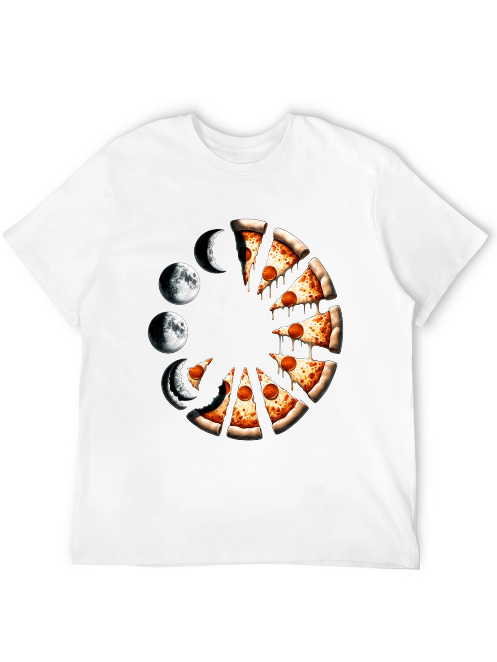 Pizza Moon Phases Graphic Tee - Black Casual Shirt
